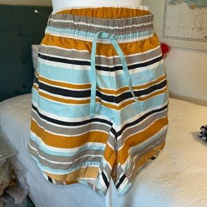 The North Face Women's Striped Athletic Shorts - Blue, Mustard, Black, Gray